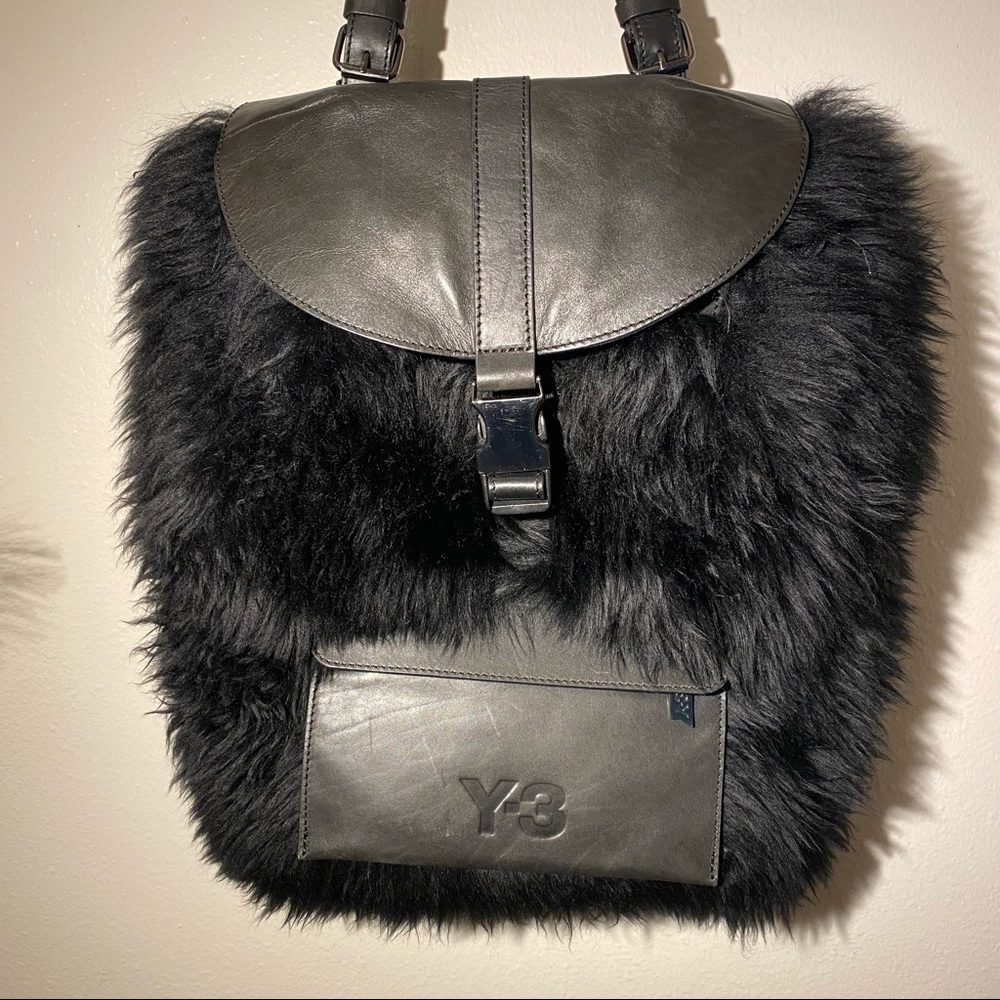 Y3 YOHJI YAMAMOTO Adidas Rare Shearling Sherpa Leather Oversized Bag - Picture 12 of 16